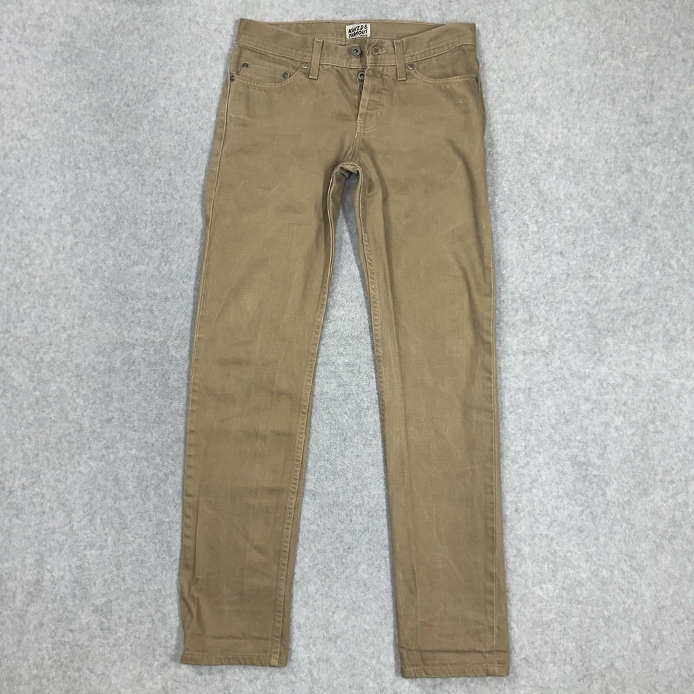 Naked And Famous‎ Jeans Mens 30x32 Weird Guy Selvedge Chinos Khaki Red Line